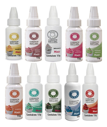 Kit 10 Corantes Gel Mago Concentrado Comestível Confeitaria 0