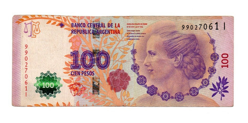 Argentina Billete 100 Pesos Evita Bottero 4309a Fil-2 Difici 0