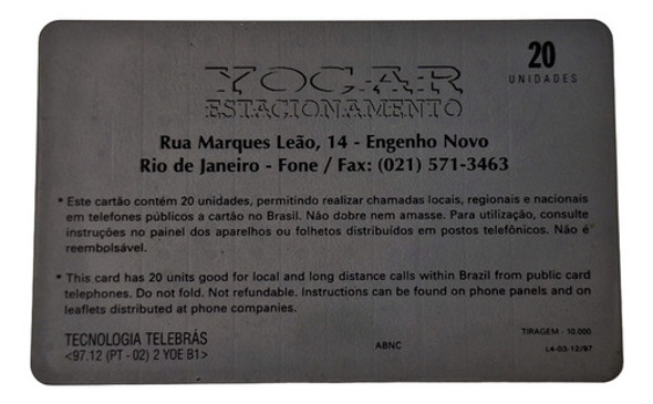 Ct277= Cartao Telebras Yocar Novo = Desc,5,00 Ver Abaixo 1