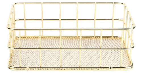 Cesta De Armazenamento De Ferro Dourado Malha De Arame Multi 1