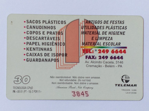 Ct218= Cartao Telemar Trg,5.000 Novo = Desc,5,00 Ver Abaixo 1