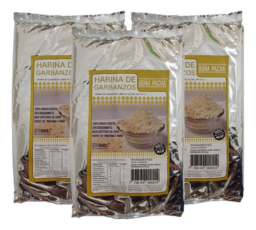 Harina De Garbanzo Doña Pacha Sin Tacc Vegetal 500g Pack X3 0