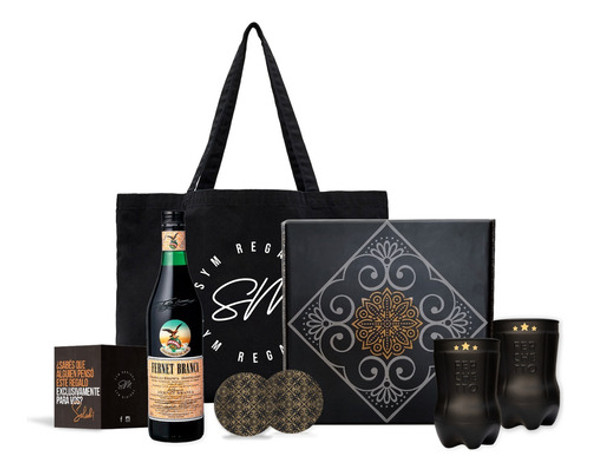 Estuche Fernet Branca 750ml + 2 Vasos Black Ferchetto Black 0