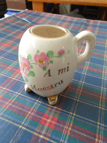 Hermoso Mate De Loza Antigua - A Mi Maestra 0