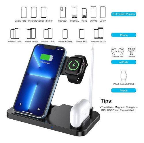 Estación De Carga 4 En 1 Ios Iwatch iPhone Pénsil 1