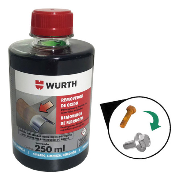 Removedor Ferrugem Oxidaçao Recuperador Metais 250ml Wurth 1