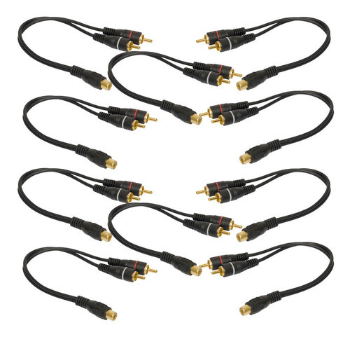 Kit 10 Cabo Rca Y 2 Machos E 1 Fêmea Para Amplificador 0