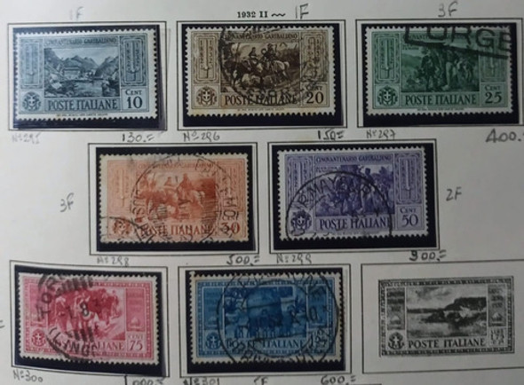 Serie 7 Estampillas Italia Garibaldi 1932 Yt. 295-301 0