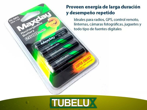 Pilas Maxday Pack X4 Aaa Recargable 2800mha 1