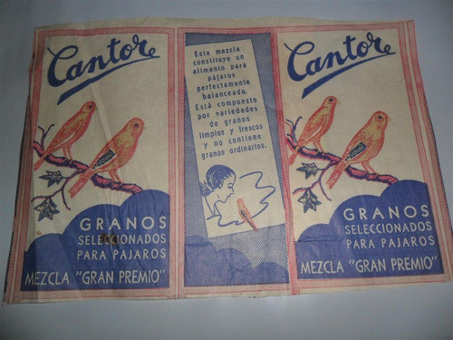 Antiguo Envase Granos Seleccionados Para Pajaros Cantor 0