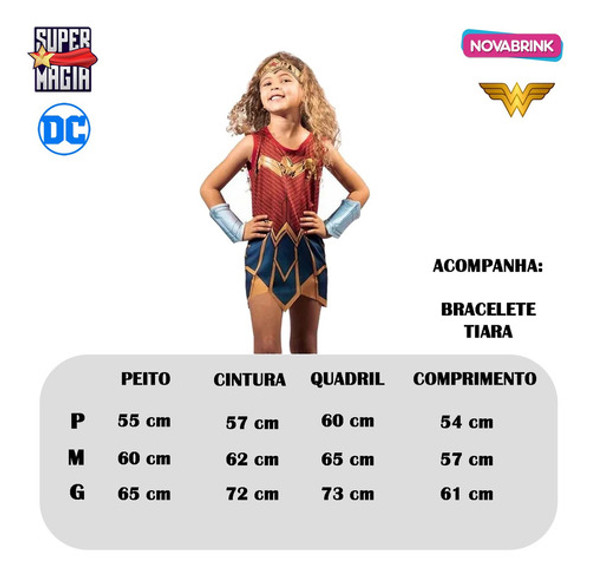 Fantasia Mulher Maravilha Dc Vestido Novabrink Tam P 1