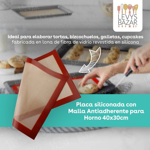 Placa Silicona Plancha Con Malla Antiadherente Horno 40x30cm 1