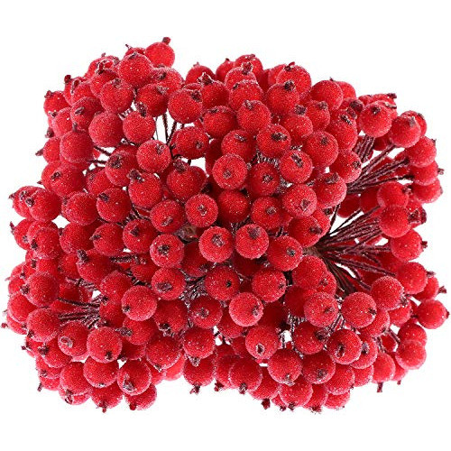 Bayas Artificiales 12mm 400u Frosted Rojo 0