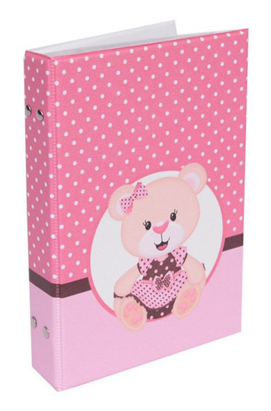 Álbum Fotográfico 100 Fotos 15x21 Ursinha Rosa Bebê Ursa 0