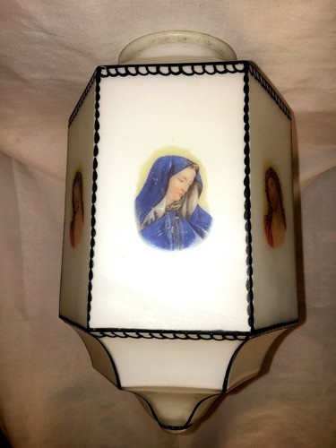 Tulipa Opalina Art Deco Lampara Virgen Cristo Colgante C22 0
