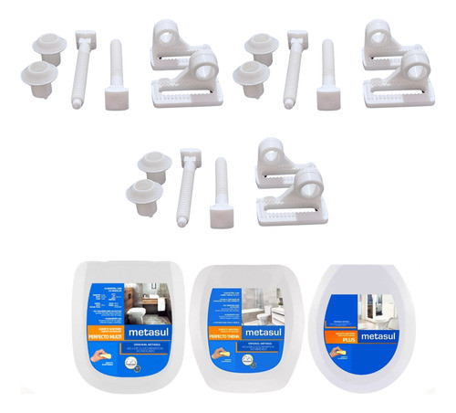 3 Kit Parafusos Fixação Assento Sanitário Metasul 18 Peças 0