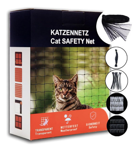 Red De Balcón Cat Net Resistente Al Desgarro Transparente, A 0