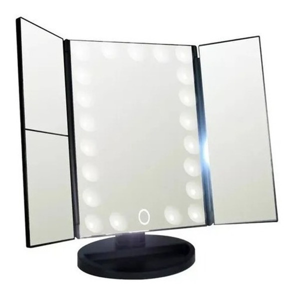 Espejo Con Luz Led Tríptico P/ Maquillaje Color Negro E152 0