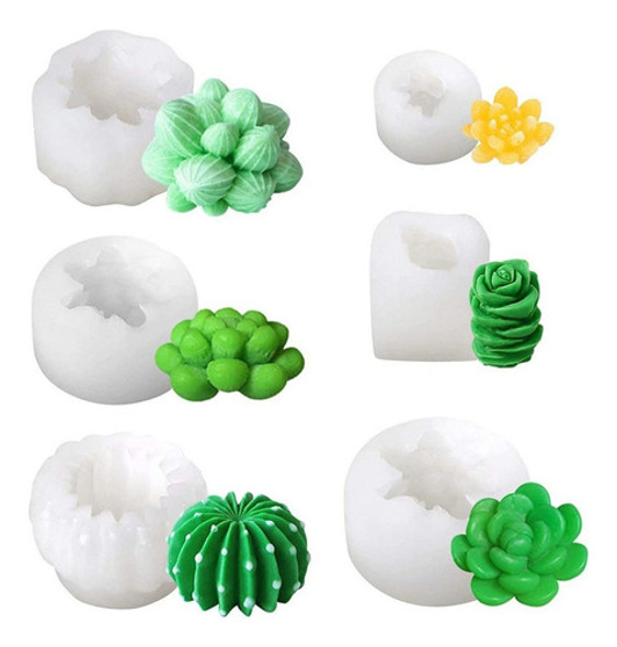 6 Succulent Silicone Mold Cactus Flower Resin Molds 0