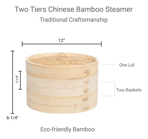 Japanbusiness-cocina Asiática Vapor De Bambú, 12 Pulgadas 1