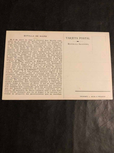 Postal Centenario 1910 Batalla. 53414. 1