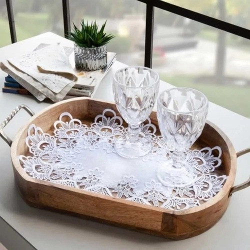 Bandeja P/mesa Rendado Guipir 30cm X 45cm Branco Jolitex. 0