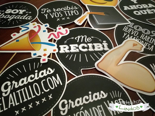 Props Photo Booth Cartelitos Graduación Personalizados X10u 0