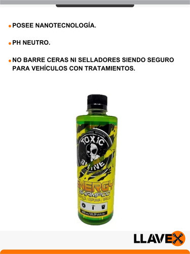 Toxic Shine Shampoo Energy Nanotecnología Ph Neutro 600cc 1