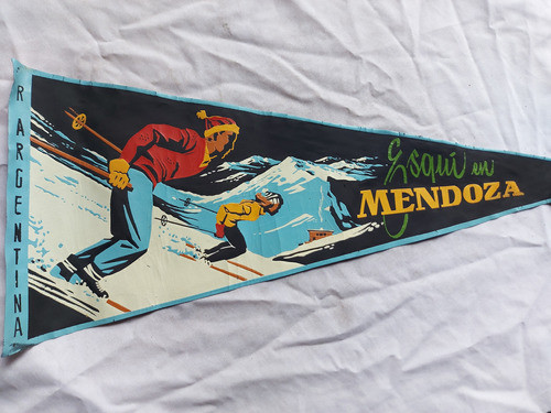 Banderín Esqui En Mendoza - Argentina - 47 X 20 Cm - Tela 1