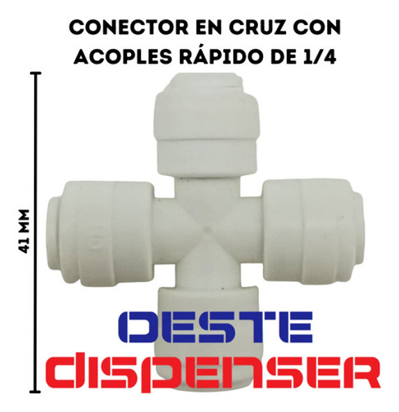 Conector Cruz Con Acoples Rápido De 1/4 Dispensers Osmosis 1