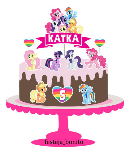Cake Topper- Adorno Para Torta -my Little Pony Personalizado 0