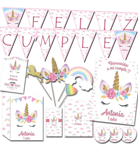 Kit Imprimible Cumple Unicornio, Personalizado. 0