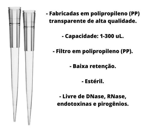 Ponteiras S/ Filtro 1-300ul (0,001 - 0,3ml) Pct/ 1.000 Unds 1