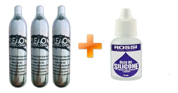 Kit Óleo De Silicone Action X + 3 Ampolas De Co2 12g Airsoft 0 Kit Óleo De Silicone Action X + 3 Ampolas De Co2 12g Airsoft 0