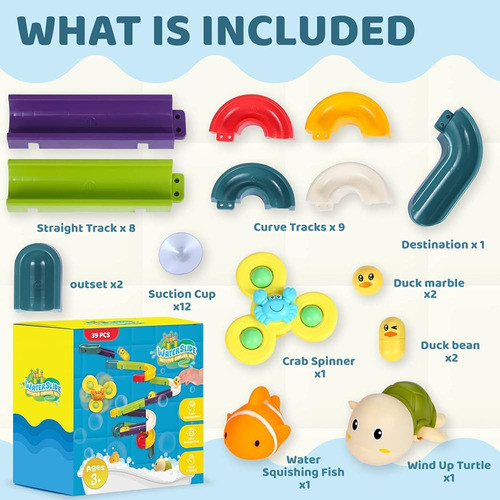 ~? Cozybomb Baby Kids Bath Toys Set, 39 Pcs Slide Tracks Diy 1