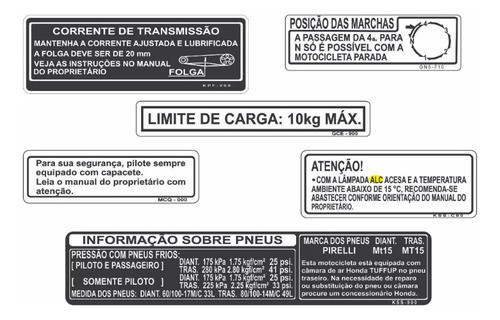 Adesivos De Advertência Da Honda Biz - Frete Grátis 0