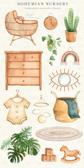 Kit Imagenes Png Cliparts Habitación Bebés Acuarela Es57 1