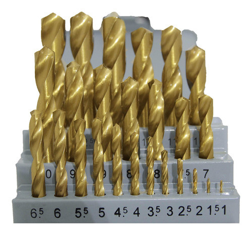 Jogo De Broca Aço Rap C/25 Pcs 1,00 A 13 Mm Hss Cx Metalica 1