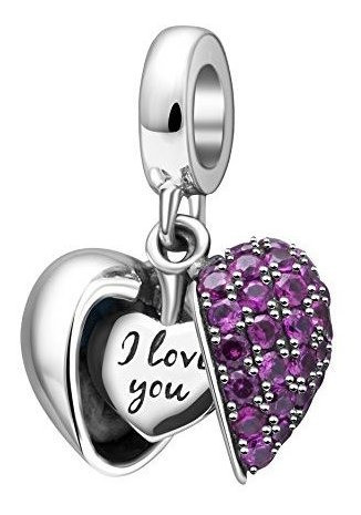 I Love You Charm 925 Sterling Silver Amor Heart Dangle Bead 0