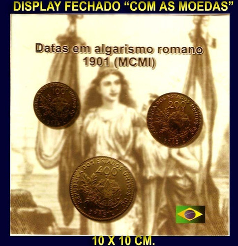 Moedas De 100-200-400- Réis 1901 Com Display (atacado) Leia! 1