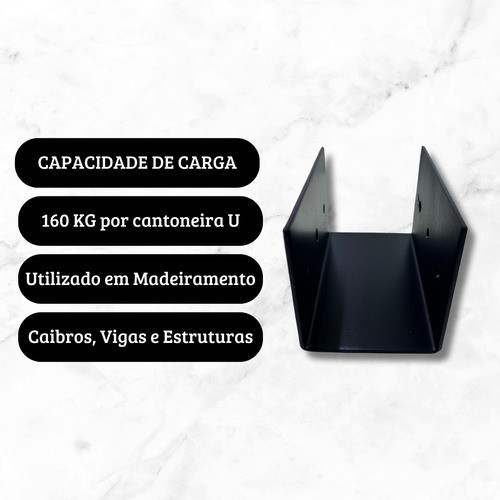 6 Suporte Viga U Emenda Madeira Unidute Apoio Em Aço 10 Cm 1