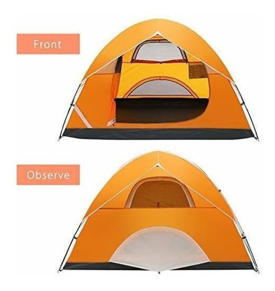 Carpa 4 Personas Doble Capa Impermeable - Naranja 1