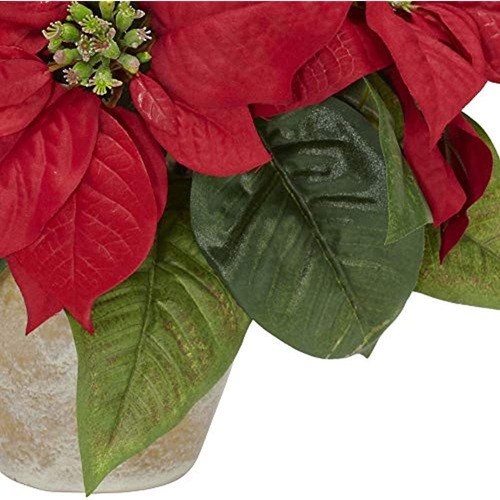 Nearly Natural 1268 Poinsettia Con Arreglo De Flores De Seda 1