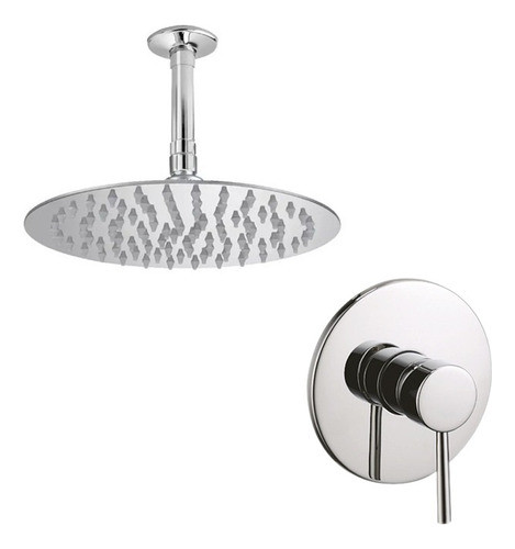 Set Ducha Monocomando Embutir + Flor Redonda 30 Caño Techo 0