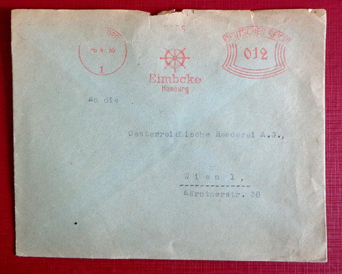Alemania Reich, Sobre Matasello Mecánico Viena 1935 L8078 0