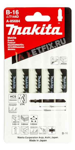 Juego De Hojas Caladora 6d  Makita A-85684 0