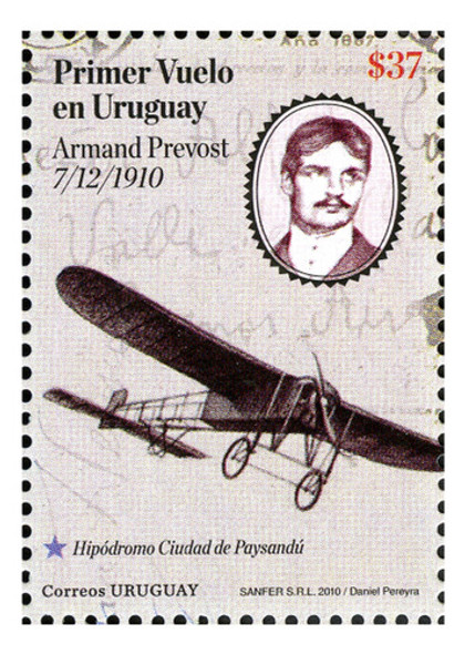 Primer Vuelo En Uruguay En Un Sello - Lámina 45x30 Cm. 0