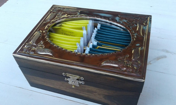 Caja De Té De Madera Y Alpaca X4 Divisiones 0