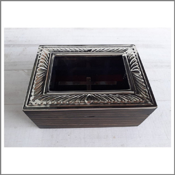 Caja De Té De Madera Y Alpaca X4 Divisiones 1