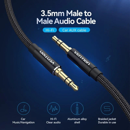 Cable De Audio Aux Jack 3.5mm Estereo Trenzado 0.5m Vention 1